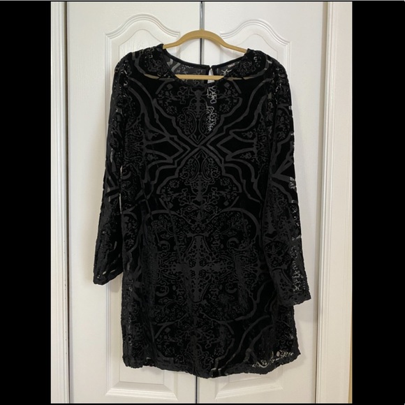L/S black sheer print dress - Picture 4 of 6